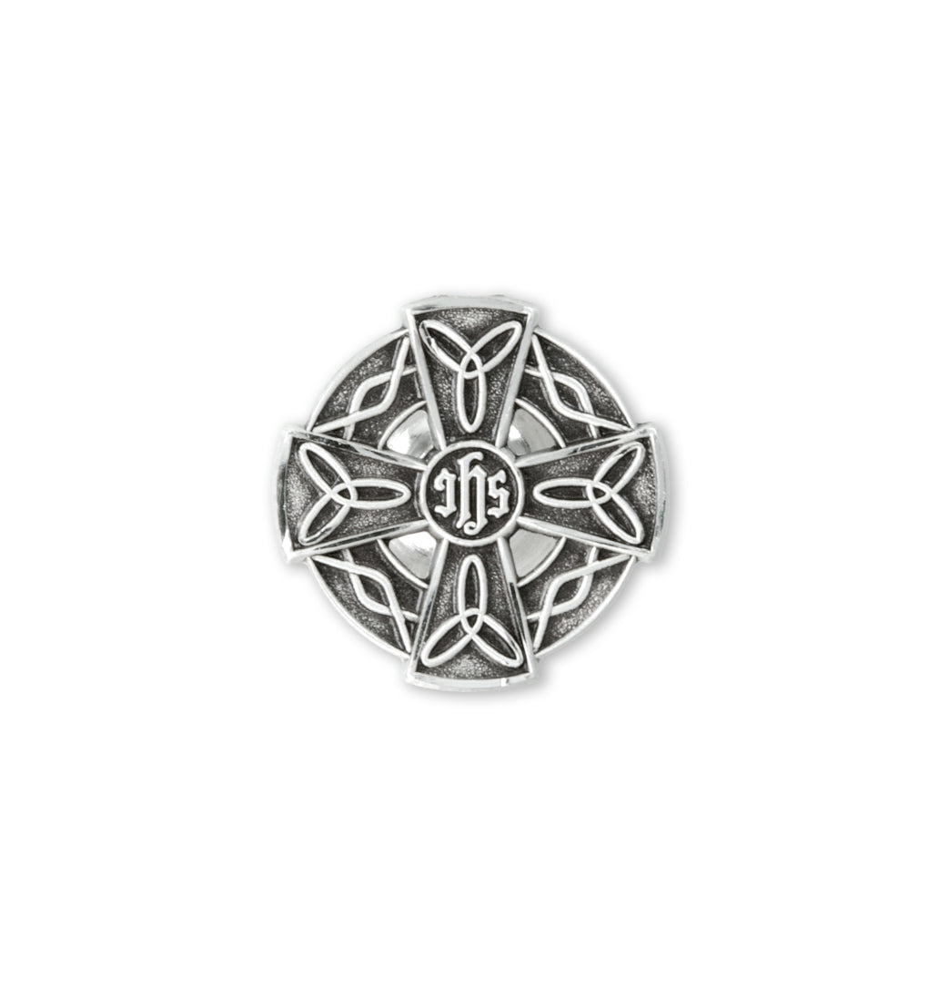 HMH Religious Irish Celtic Knots Cross Sterling Silver Lapel Pin w/Deluxe Screw