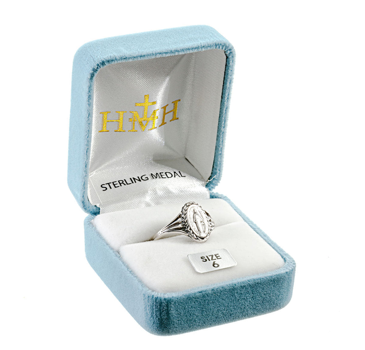 Miraculous Medal Sterling Silver Ring in Box