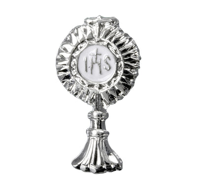 Monstrance Sterling Silver Lapel Pin w/Deluxe Screw, HMH Religious