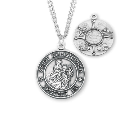 St Christopher Land, Air & Sea Military Sterling Silver Medal with Chain, HMH Religious