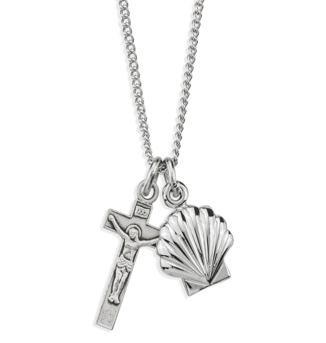 HMH Religious Baptismal Shell and Crucifix Necklace