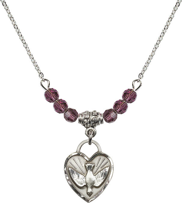 Bliss Sterling Silver Confirmation Heart Beaded Necklace