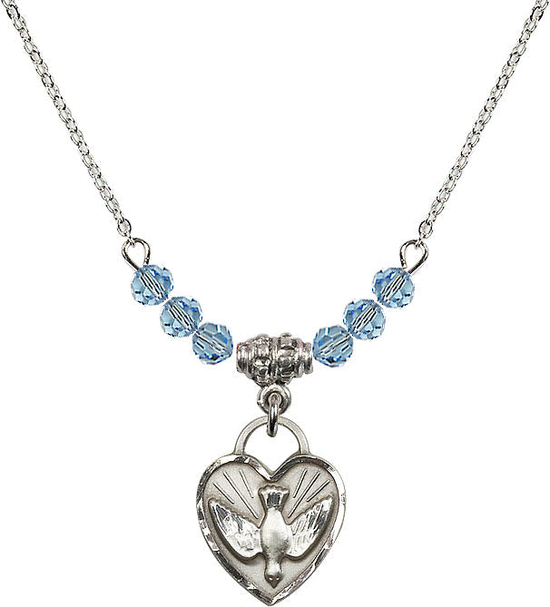 Bliss Sterling Silver Confirmation Heart Beaded Necklace