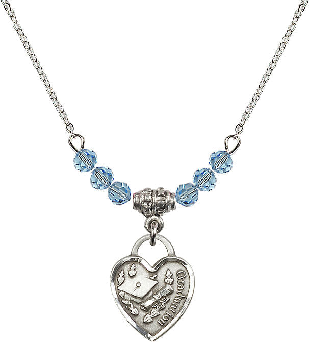 Bliss Sterling Silver Graduation Heart 4mm Beaded Necklace