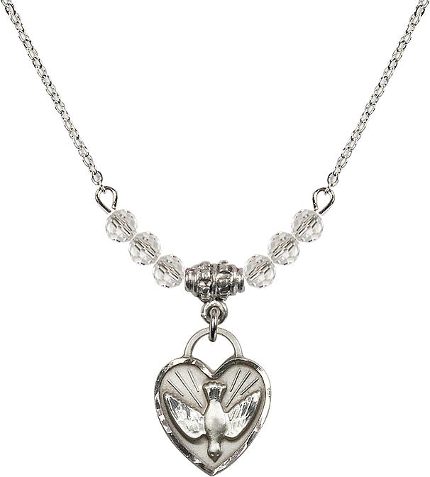 Bliss Sterling Silver Confirmation Heart Beaded Necklace