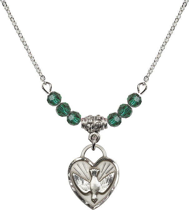 Bliss Sterling Silver Confirmation Heart Beaded Necklace