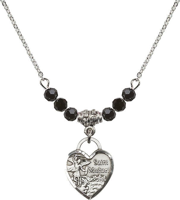 Bliss Sterling Silver Heart St Michael Beaded Necklace