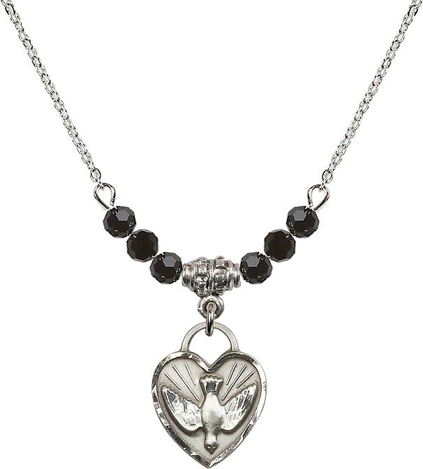 Bliss Sterling Silver Confirmation Heart Beaded Necklace