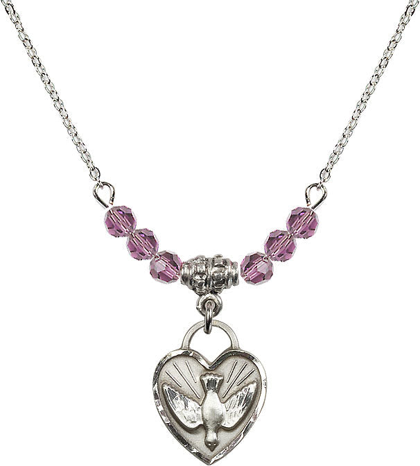 Bliss Sterling Silver Confirmation Heart Beaded Necklace