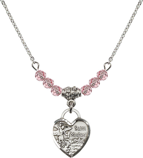 Bliss Sterling Silver Heart St Michael Beaded Necklace