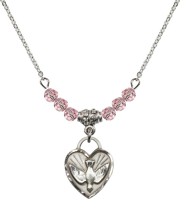 Bliss Sterling Silver Confirmation Heart Beaded Necklace