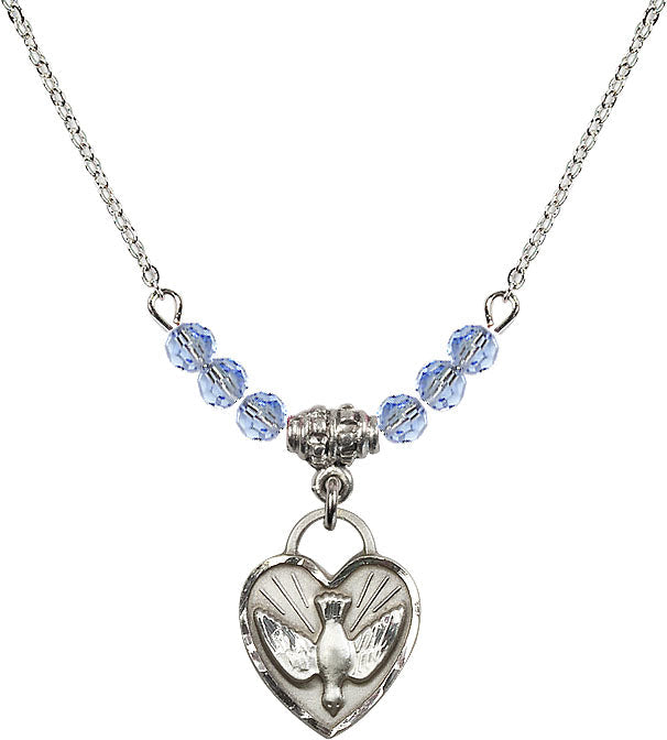 Bliss Sterling Silver Confirmation Heart Beaded Necklace