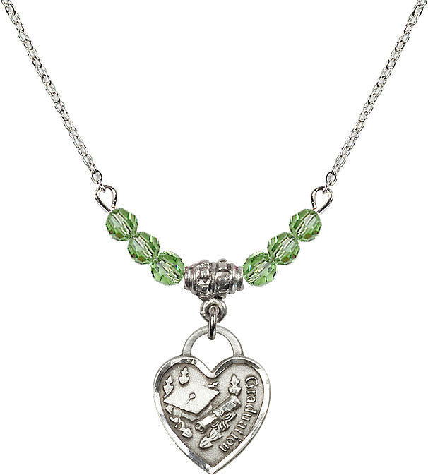 Bliss Sterling Silver Graduation Heart 4mm Beaded Necklace