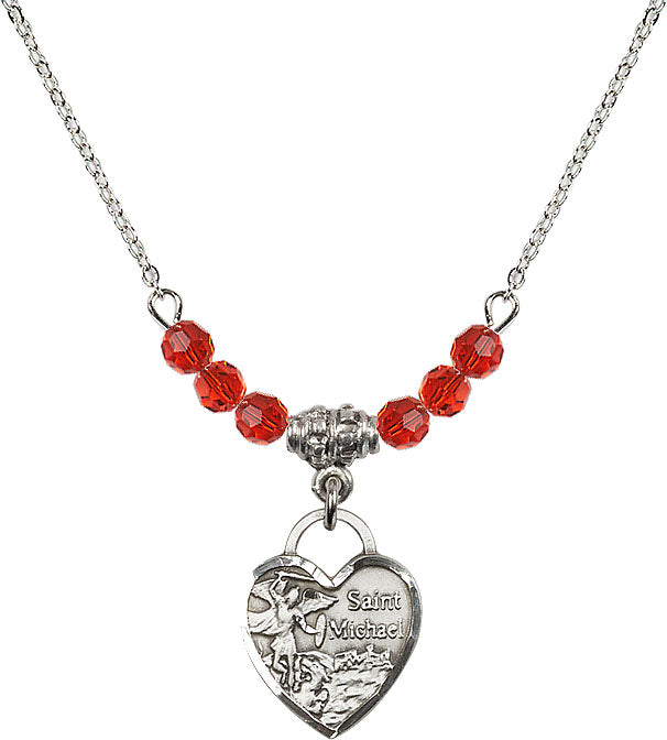 Bliss Sterling Silver Heart St Michael Beaded Necklace