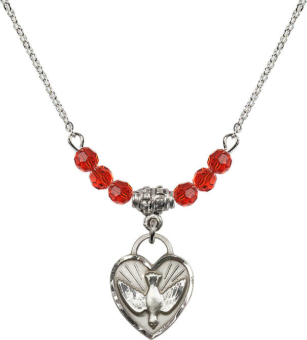 Bliss Sterling Silver Confirmation Heart Beaded Necklace