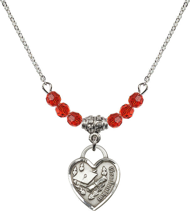 Bliss Sterling Silver Graduation Heart 4mm Beaded Necklace