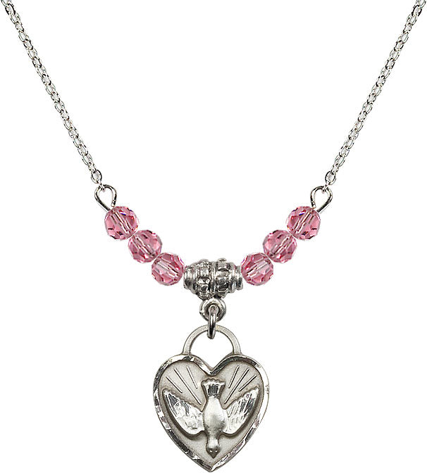 Bliss Sterling Silver Confirmation Heart Beaded Necklace