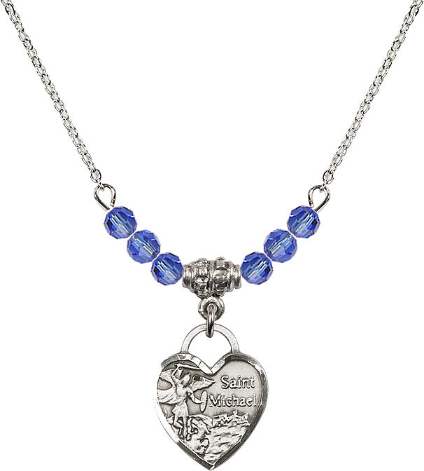 Bliss Sterling Silver Heart St Michael Beaded Necklace