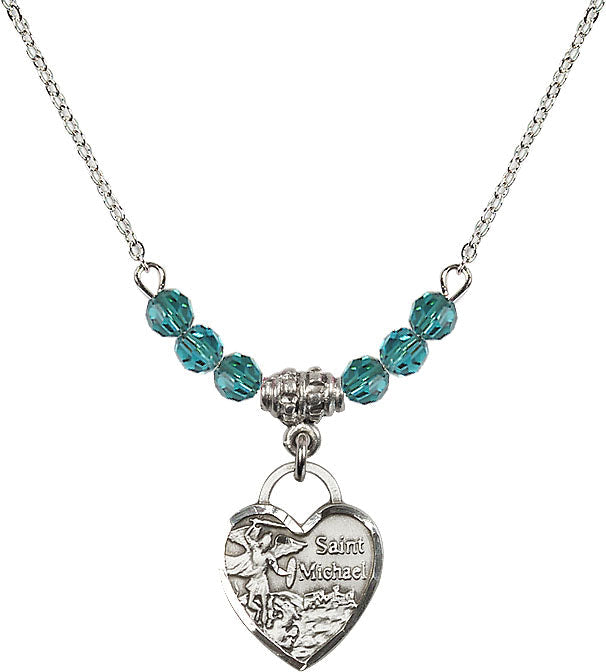 Bliss Sterling Silver Heart St Michael Beaded Necklace