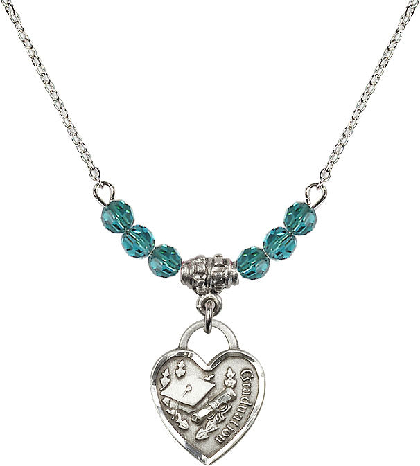 Bliss Sterling Silver Graduation Heart 4mm Beaded Necklace