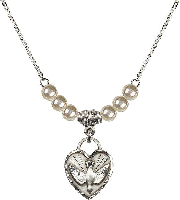 Bliss Sterling Silver Confirmation Heart Beaded Necklace