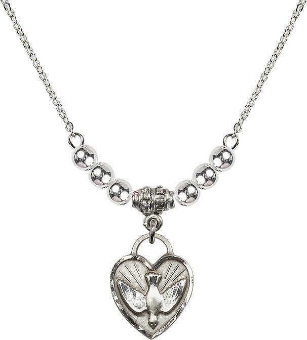 Bliss Sterling Silver Confirmation Heart Beaded Necklace