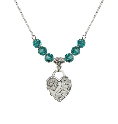 Sterling Silver Double Cross 6mm Beaded Necklace In Zircon, Bliss Manufacturing