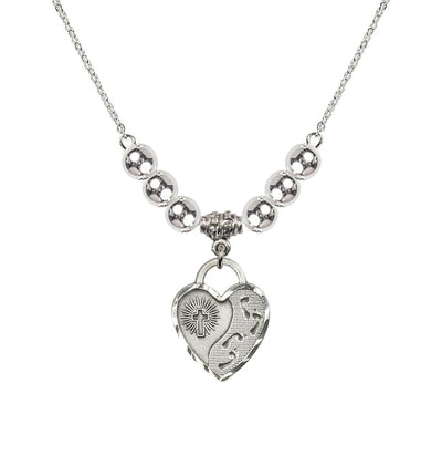 Sterling Silver Double Cross 6mm Beaded Necklace With Sterling Silver Beads, Bliss Manufacturing
