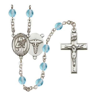 St. Agatha Nurse Birthstone Rosary in Aqua, Bliss Manufacturing