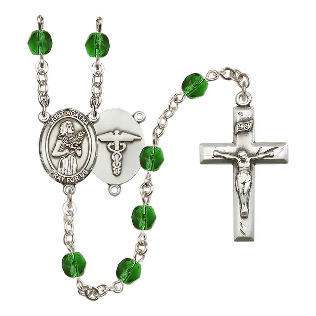 St. Agatha Nurse Birthstone Rosary in Emerald, Bliss Manufacturing