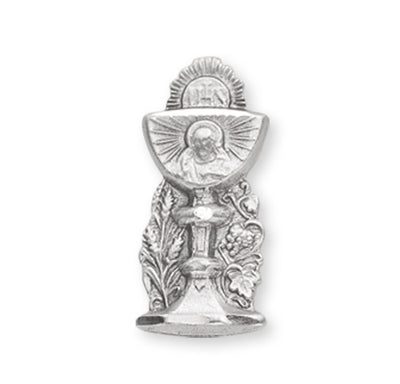 Holy Communion Chalice Sterling Silver Lapel Pin w/Deluxe Screw, HMH Religious