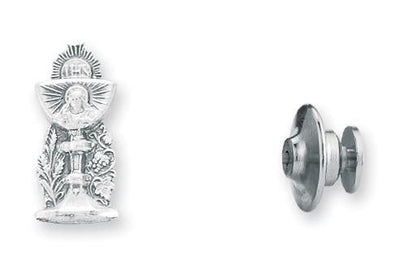 Holy Communion Chalice Sterling Silver Lapel Pin w/Deluxe Screw (view 2), HMH Religious