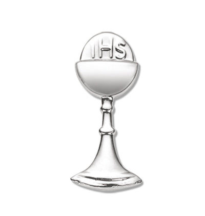 Communion Chalice Sterling Silver Lapel Pin w/Deluxe Screw, HMH Religious